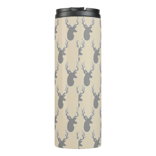 Grau-Hirsch und Taupe-Monogramm Thermosbecher (Rückseite)