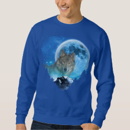 Grau-Holz-Wolf Vollmond-Flucht Sweatshirt