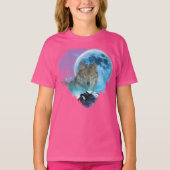 Grau-Holz-Wolf Vollmond-Flucht T-Shirt (Vorderseite)