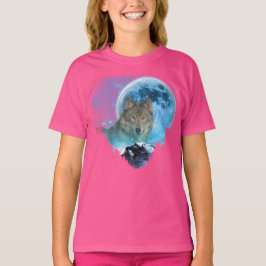 Grau-Holz-Wolf Vollmond-Flucht T-Shirt