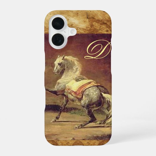 GRAU-HORSE-MONOGRAMM iPhone 16 HÜLLE (Rückseite)