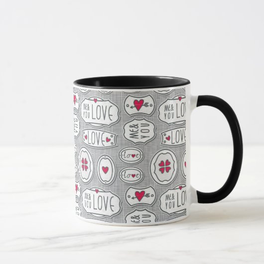 Grau ich und Sie Liebe Muster Tasse (Rechts)