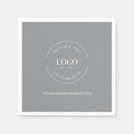 Grau Ihr Logo hier Firmenwebsite Custom Serviette (Vorderseite)