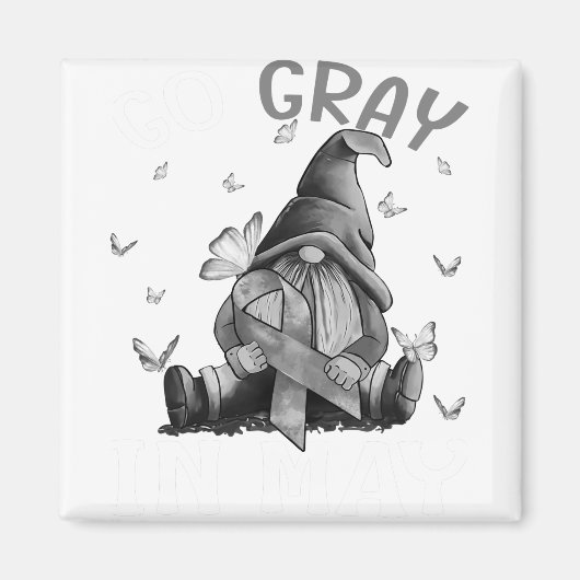 Grau im Mai Hirnkrebs-Bewusstsein grau Magnet (Vorne)