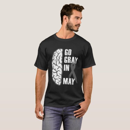 Grau im Mai Hirnkrebs Tumorbewusstsein Grau R T-Shirt (Vorne ganz)