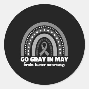 Grau im Mai Hirntumor Awareness Month Rainbow Runder Aufkleber