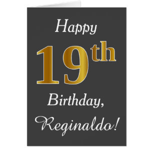 Grau, Imitat-Gold19. Geburtstag + Individueller