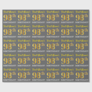Grau, Imitat-Gold-Look "98. GEBURTSTAG" Geschenkpapier