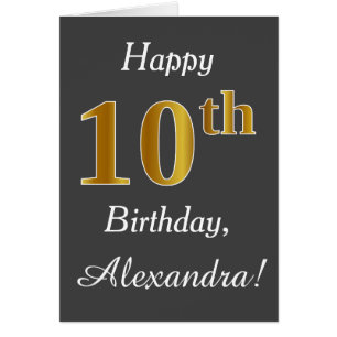 Grau, Imitate Gold 10. Geburtstag + Individuelle N