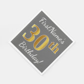 Grau, Imitate Gold 30. Geburtstag + Individuelle N Serviette (Ecke)