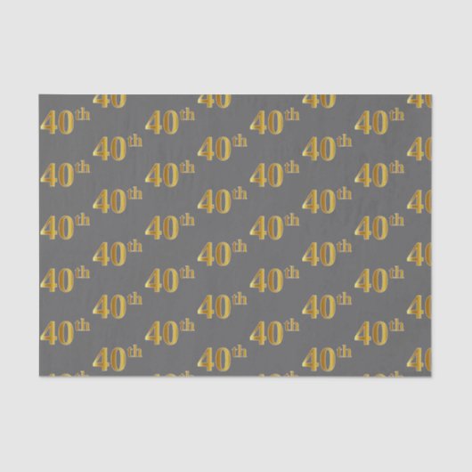 Grau, Imitate Gold 40. (40.) Event Tissue Paper Seidenpapier (Vorderseite)