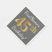 Grau, Imitate Gold 45. Geburtstag + Individuelle N Serviette (Ecke)