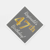 Grau, Imitate Gold 47. Geburtstag + Individuelle N Serviette (Ecke)