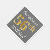 Grau, Imitate Gold 56. Geburtstag + Individuelle N Serviette (Ecke)