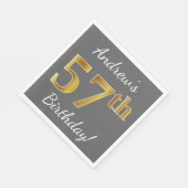 Grau, Imitate Gold 57. Geburtstag + Individuelle N Serviette (Ecke)