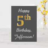 Grau, Imitate Gold 5. Geburtstag + Individuelle Na Karte (Gelbe Blume)