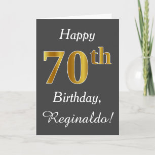 Grau, Imitate Gold 70. Geburtstag + Individuelle N Karte