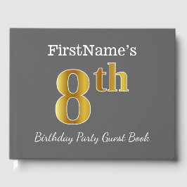 Grau, Imitate Gold 8. Geburtstagsparty + Individue Gästebuch