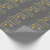 Grau, Imitate Gold "HAPPY 5th BIRTHDAY" Geschenkpapier (Ecke)