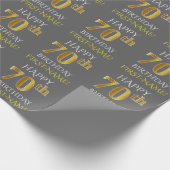 Grau, Imitate Gold "HAPPY 70 th BIRTHDAY" Geschenkpapier (Ecke)