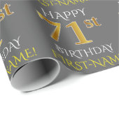 Grau, Imitate Gold "HAPPY 71. BIRTHDAY" Geschenkpapier (Rolleneckpunkt)