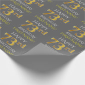 Grau, Imitate Gold "HAPPY 73. BIRTHDAY" Geschenkpapier (Ecke)