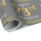 Grau, Imitate Gold "HAPPY 73. BIRTHDAY" Geschenkpapier (Rolleneckpunkt)