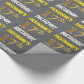 Grau, Imitate/Nachahmungen Gold, "17. BIRTHTAG" Geschenkpapier (Ecke)