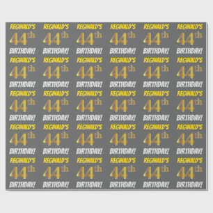Grau, Imitate/Nachahmungen Gold, "44. GEBURTSTAG" Geschenkpapier