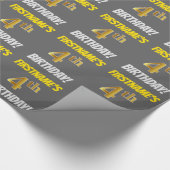 Grau, Imitate/Nachahmungen Gold, "4. BIRTHTAG" Geschenkpapier (Ecke)