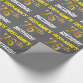 Grau, Imitate/Nachahmungen Gold, "76. GEBURTSTAG" Geschenkpapier (Ecke)