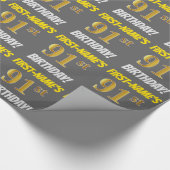 Grau, Imitate/Nachahmungen Gold, "91. BIRTHTAG" Geschenkpapier (Ecke)
