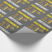 Grau, Imitate/Nachahmungs-Gold, "13. GEBURTSTAG" Geschenkpapier (Ecke)