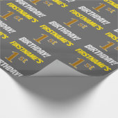 Grau, Imitate/Nachahmungs-Gold, "1. BIRTHTAG" Geschenkpapier (Ecke)