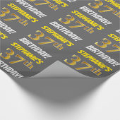 Grau, Imitate/Nachahmungs-Gold, "37. BIRTHDAY" Geschenkpapier (Ecke)