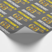 Grau, Imitate/Nachahmungs-Gold, "68. BIRTHDAY" Geschenkpapier (Ecke)