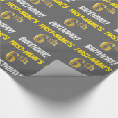 Grau, Imitate/Nachahmungs-Gold, "6. BIRTHTAG" Geschenkpapier (Ecke)