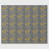 Grau, Imitats Gold "HAPPY 60. BIRTHDAY" Geschenkpapier (Flach)