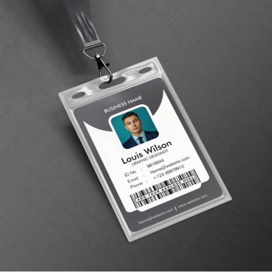 Grau | Individuell anpassbare Mitarbeiter-ID-Unter Ausweis