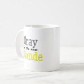 Grau ist die neue blonde lustige Tasse (Vorderseite Links)