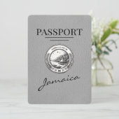 Grau Jamaica Passport Save the Date (Stehend Vorderseite)