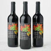 Grau Kariert mit Fall Maple Blätter Kopfkissen wer Weinetikett (Flaschen)