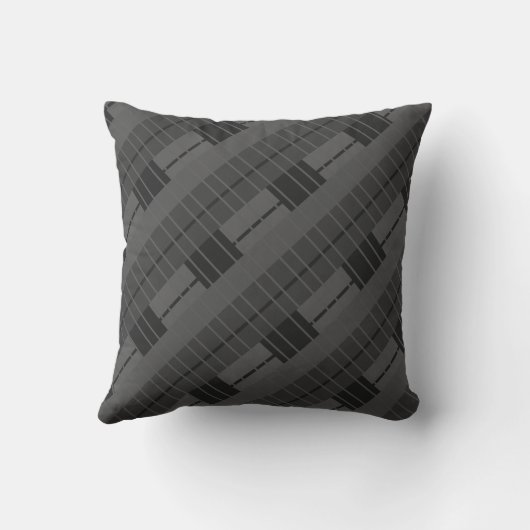 Grau Kariert Mit Monogramm Kissen (Rückseite)