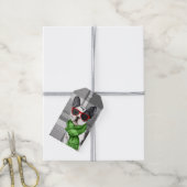 Grau Kariert und ein Niedlicher Boston Terrier Dog Geschenkanhänger (Mit Garn)