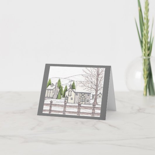 Grau-Karte für den steinernen Bauernhof Dankeskarte (Vorderseite)