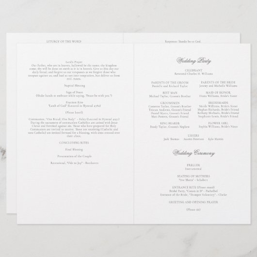 Grau-katholische Hochzeitsfeier Programm 2 / 2 (Vorne/Hinten)