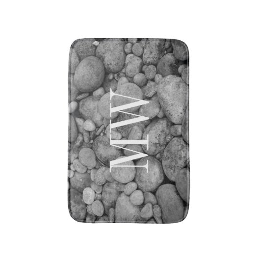 Grau-Kiesel-Monogramm-Badematte Badematte (Vorderseite Vertikal)