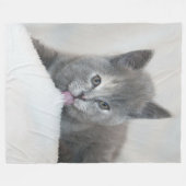 Grau Kitten Licking Snow Fleecedecke (Vorderseite (Horizontal))