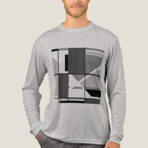 Grau-Kohle Schwarz MCM Geometrisch Abstrakt Tri-Blend Shirt