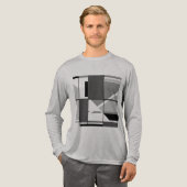 Grau-Kohle Schwarz MCM Geometrisch Abstrakt Tri-Blend Shirt (Volle Vorderseite)